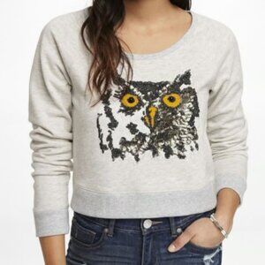 Express:  Cropped Sequin Owl Sweatshirt 🦉
